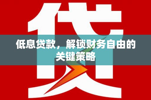 港闸低息贷款，解锁财务自由的关键策略